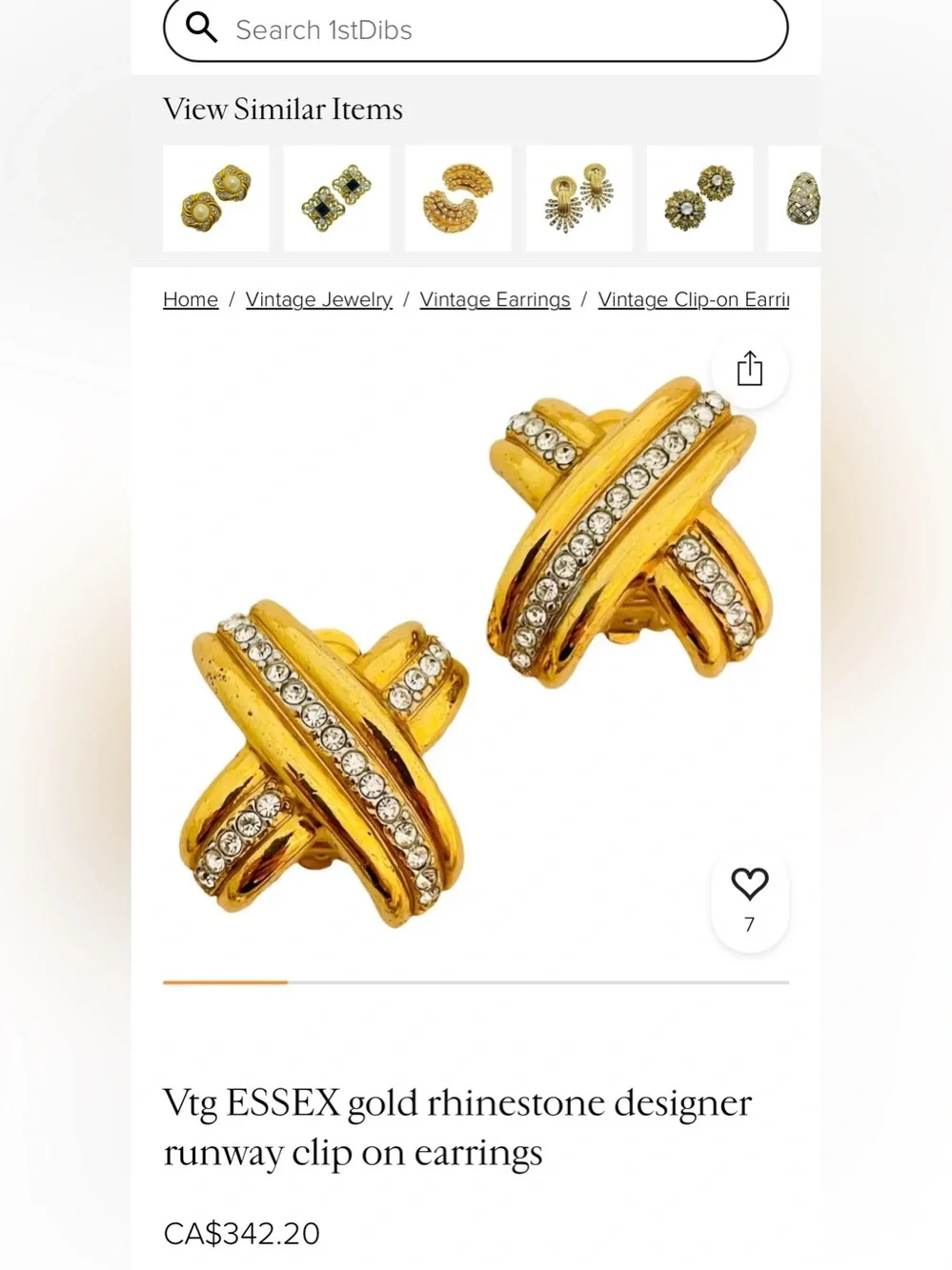 Vintage Essex Gold Tone Rhinestone Dome Clip On Earrings | Sculptural Statement - Picture 6 of 6